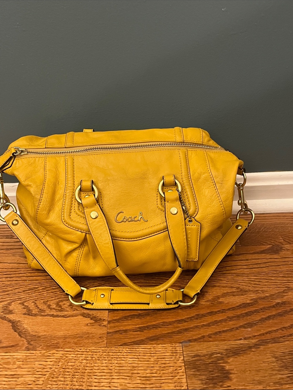 Coach Ashley Leather Satchel, Sunflower Yellow F19247